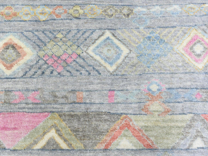 9'1" x 11'8" New Hand Knotted Grey Wool Runner Oriental Rug - MOA10272872