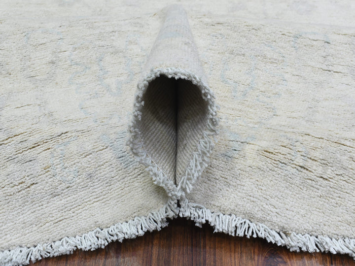 7'10" x 7'8" New Hand Knotted Ivory Wool Round Oriental Rug - MOA10272881