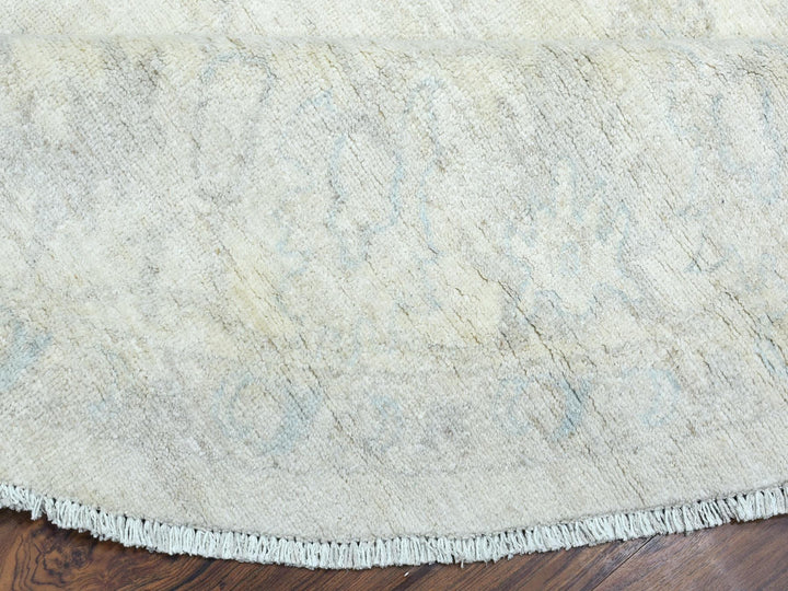7'10" x 7'8" New Hand Knotted Ivory Wool Round Oriental Rug - MOA10272881