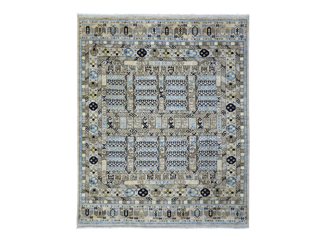 8'0" x 9'9" New Hand Knotted Beige Wool Rectangle Oriental Rug - MOA10272884