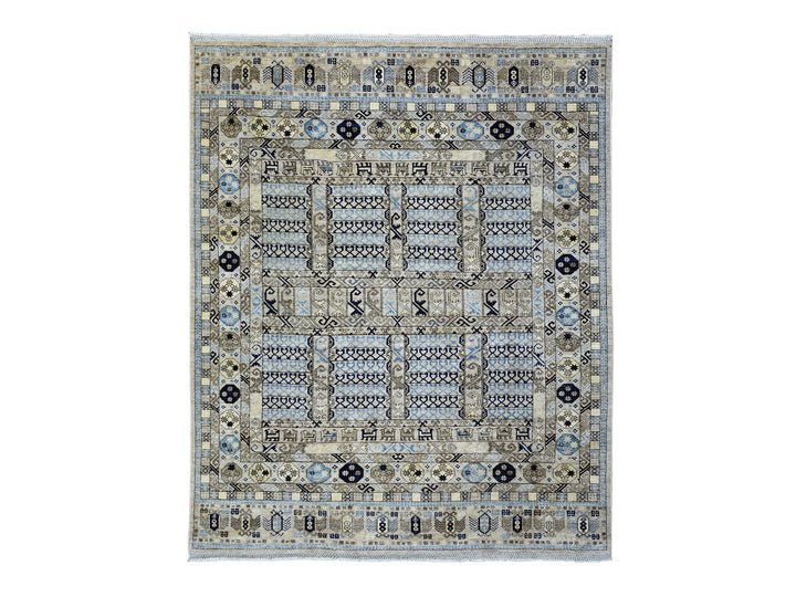 8'0" x 9'9" New Hand Knotted Beige Wool Rectangle Oriental Rug - MOA10272884