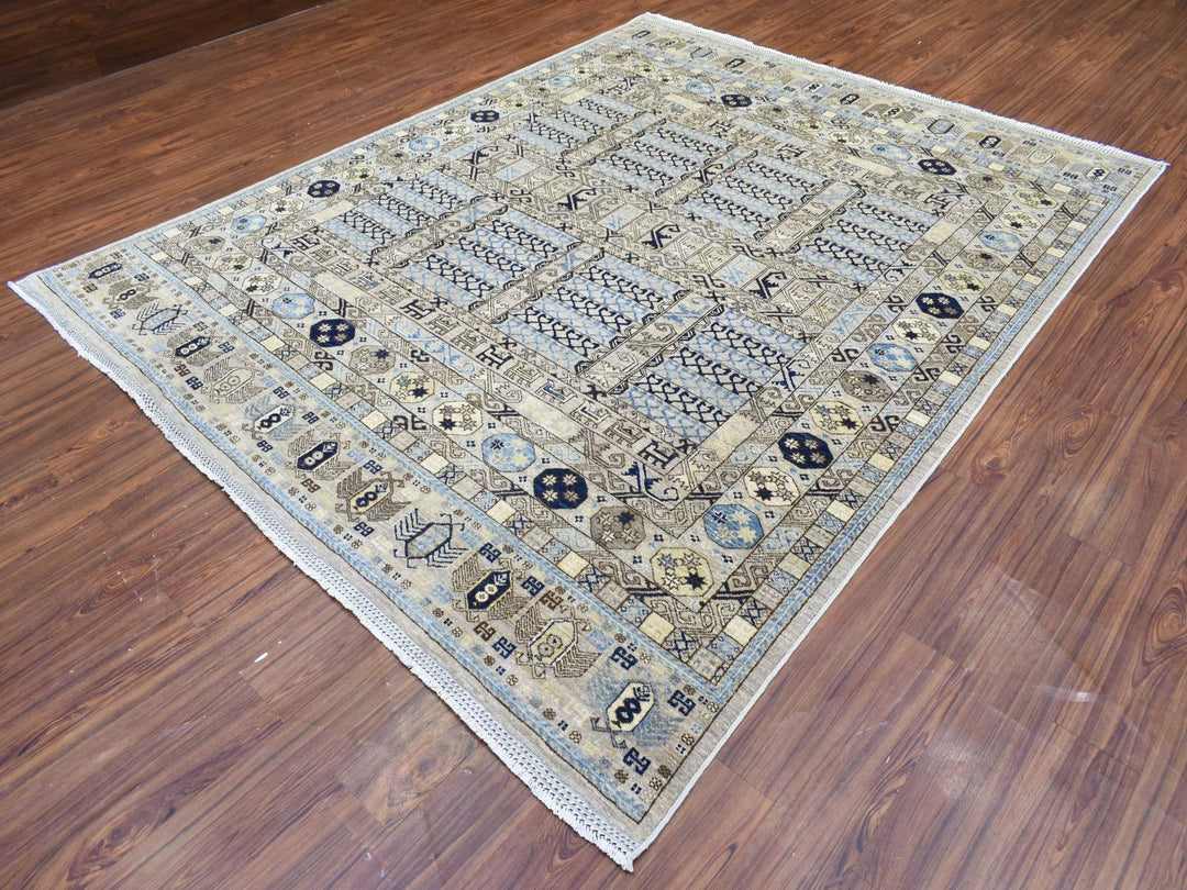 8'0" x 9'9" New Hand Knotted Beige Wool Rectangle Oriental Rug - MOA10272884