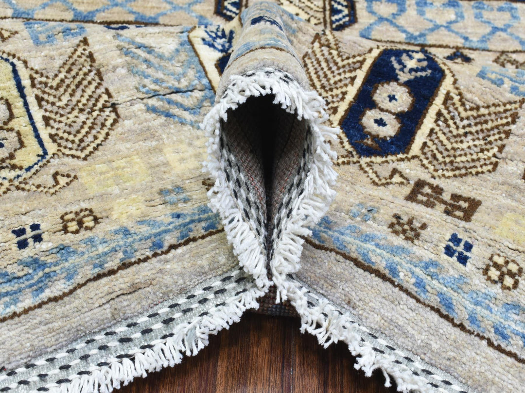 8'0" x 9'9" New Hand Knotted Beige Wool Rectangle Oriental Rug - MOA10272884
