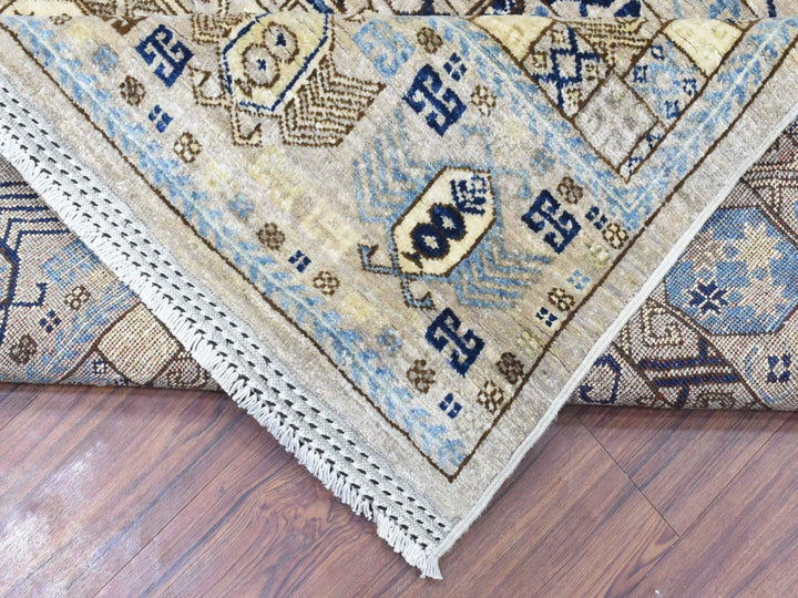 8'0" x 9'9" New Hand Knotted Beige Wool Rectangle Oriental Rug - MOA10272884