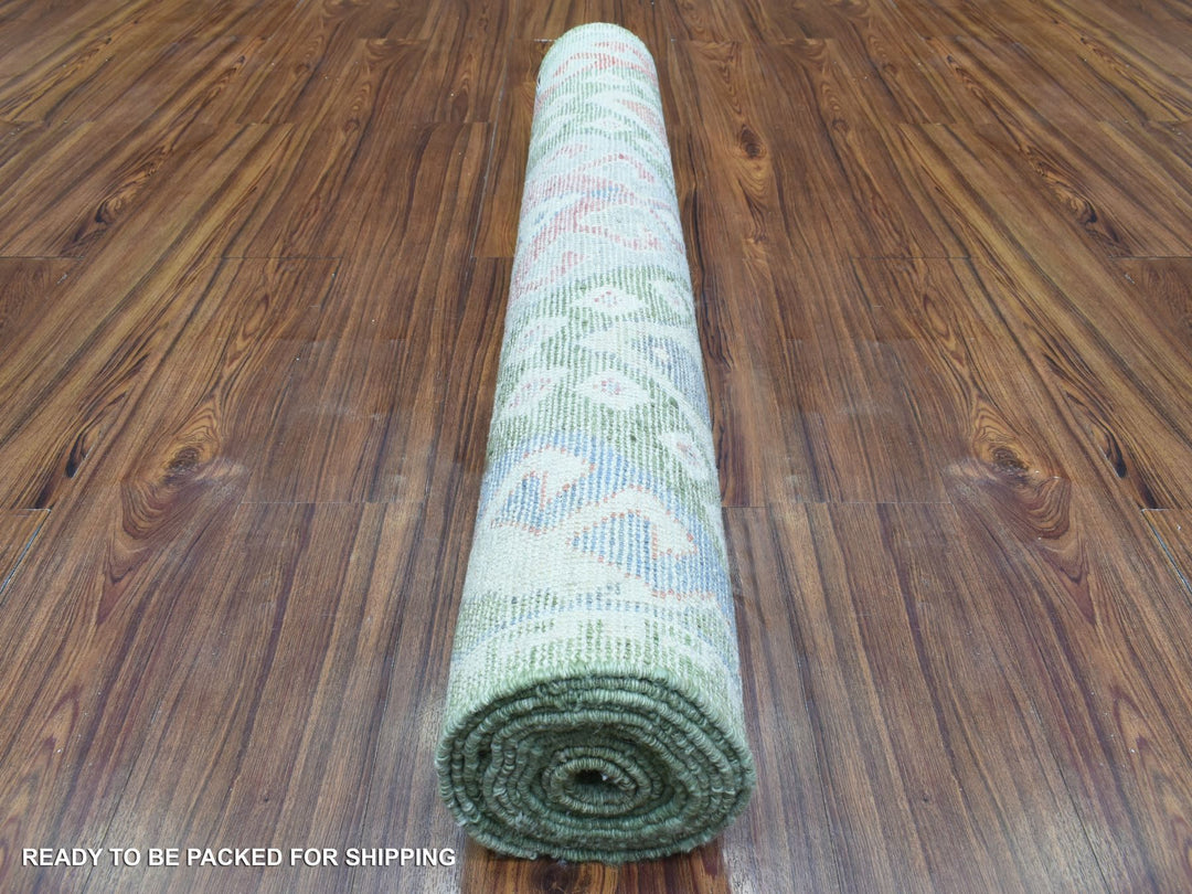 3'10" x 12'0" New Hand Knotted Multicolored Wool Runner Oriental Rug - MOA10272891