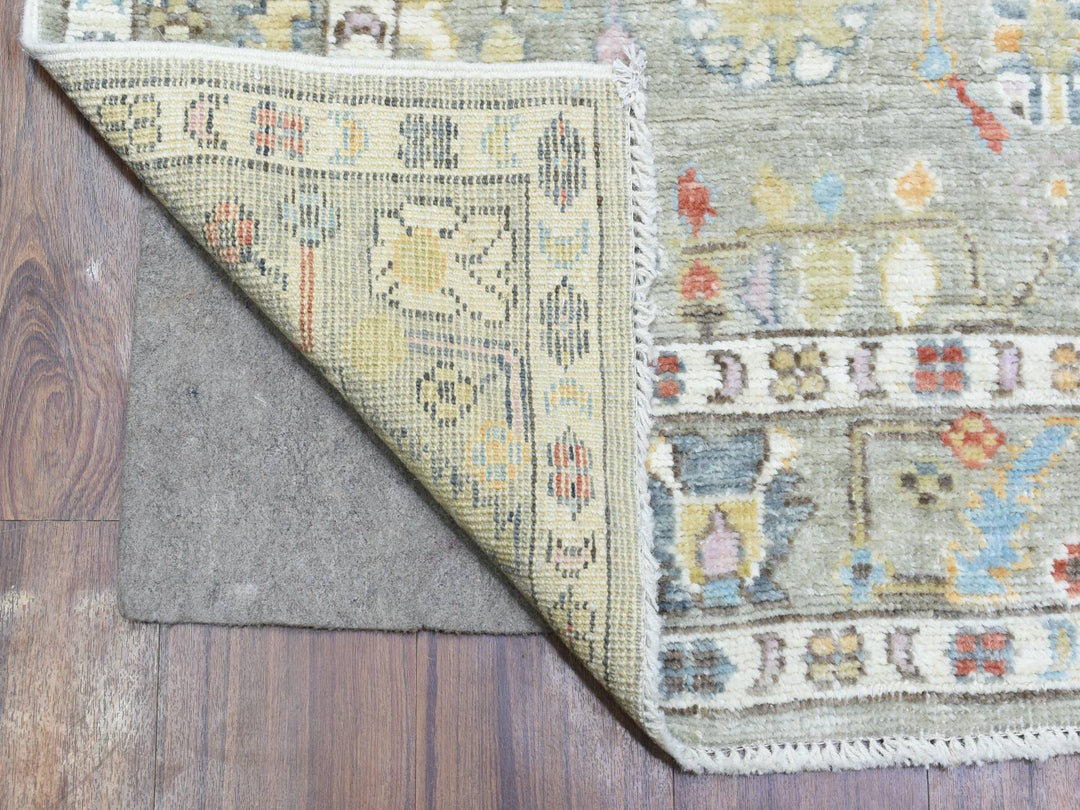4'0" x 11'10" New Hand Knotted Grey Wool Runner Oriental Rug - MOA10272904