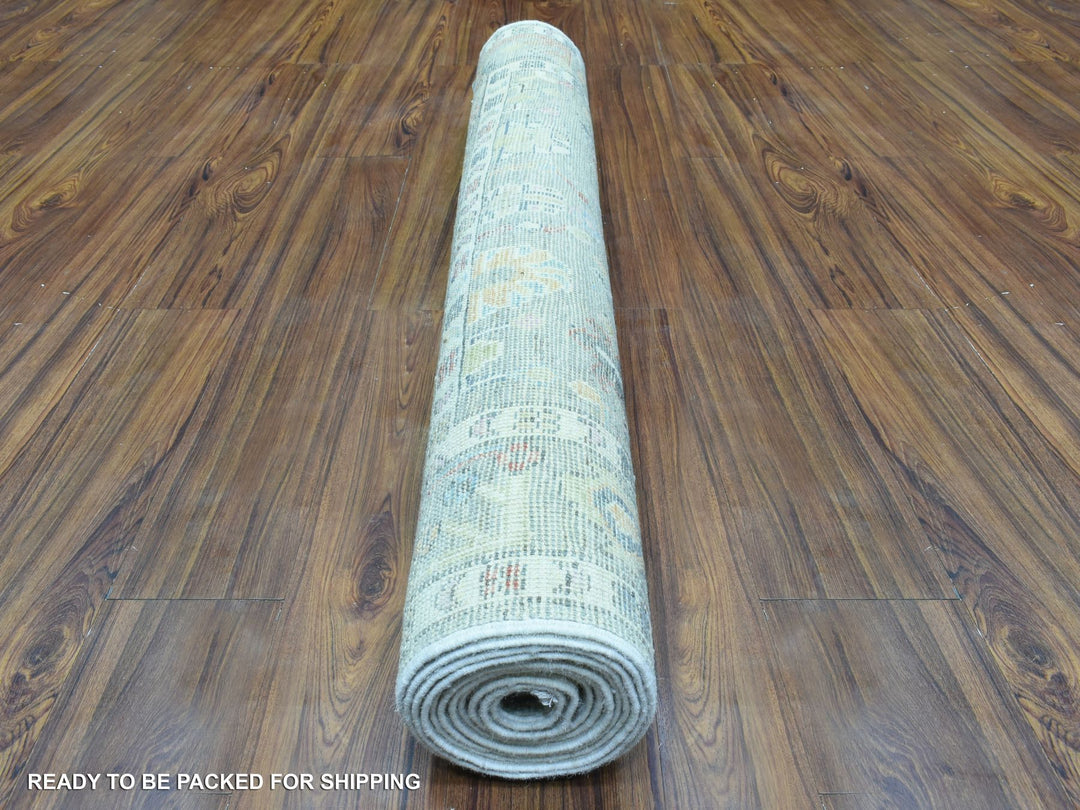 4'0" x 11'10" New Hand Knotted Grey Wool Runner Oriental Rug - MOA10272904