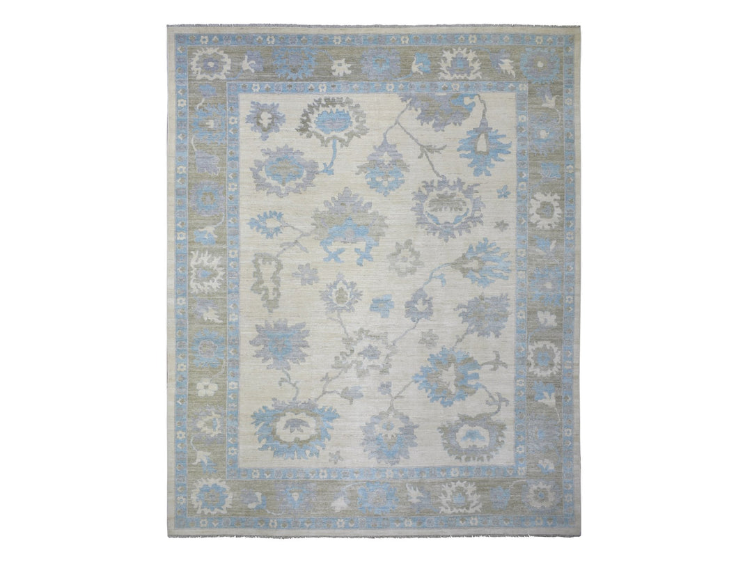 12'0" x 14'7" New Hand Knotted Ivory Wool Rectangle Oriental Rug - MOA10272927