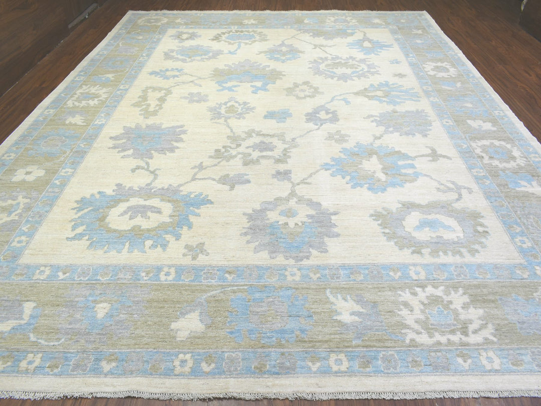 12'0" x 14'7" New Hand Knotted Ivory Wool Rectangle Oriental Rug - MOA10272927