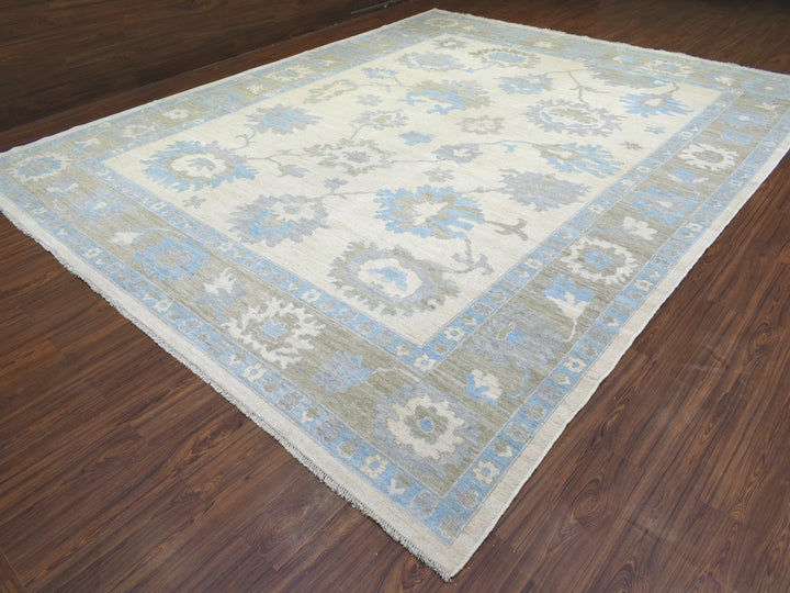 12'0" x 14'7" New Hand Knotted Ivory Wool Rectangle Oriental Rug - MOA10272927