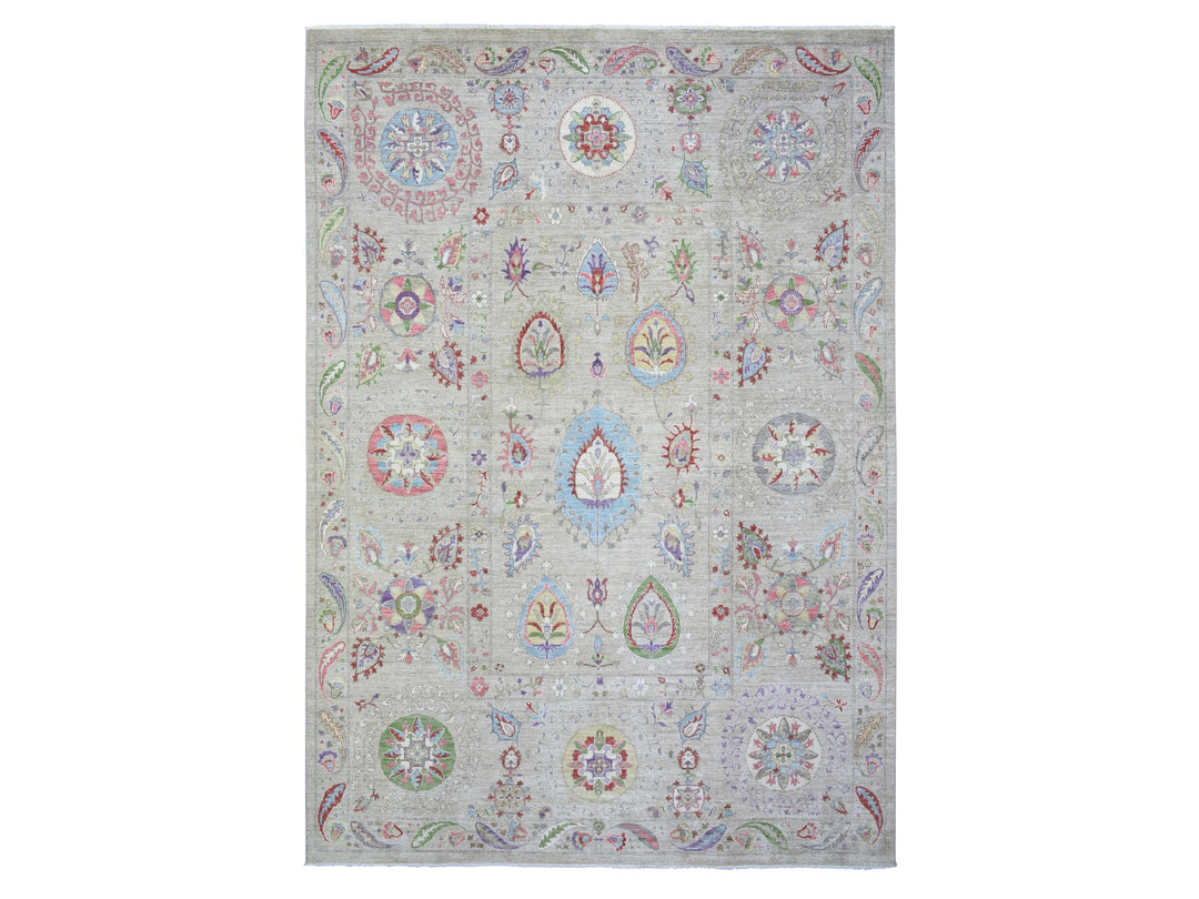 10'0" x 13'10" New Hand Knotted Beige Wool Rectangle Oriental Rug - MOA10272929