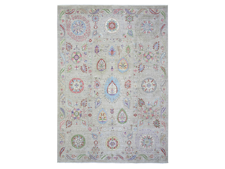 10'0" x 13'10" New Hand Knotted Beige Wool Rectangle Oriental Rug - MOA10272929