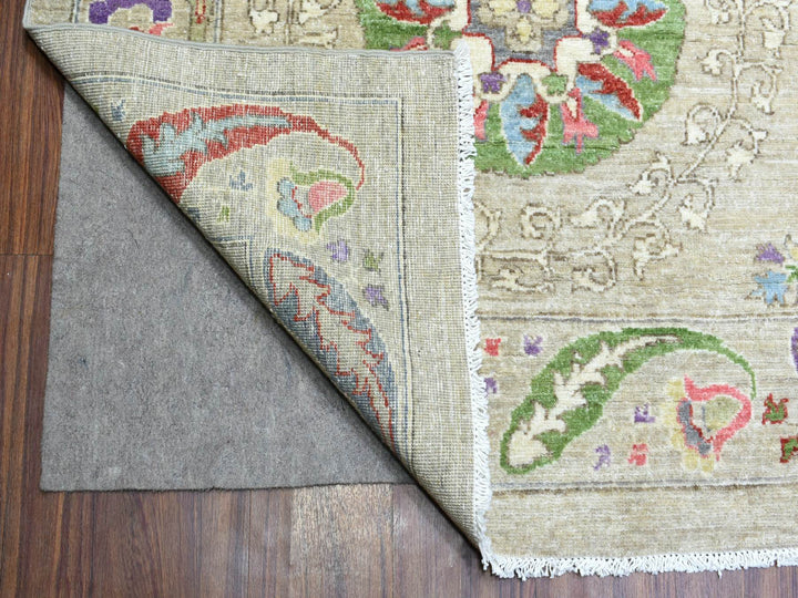 10'0" x 13'10" New Hand Knotted Beige Wool Rectangle Oriental Rug - MOA10272929