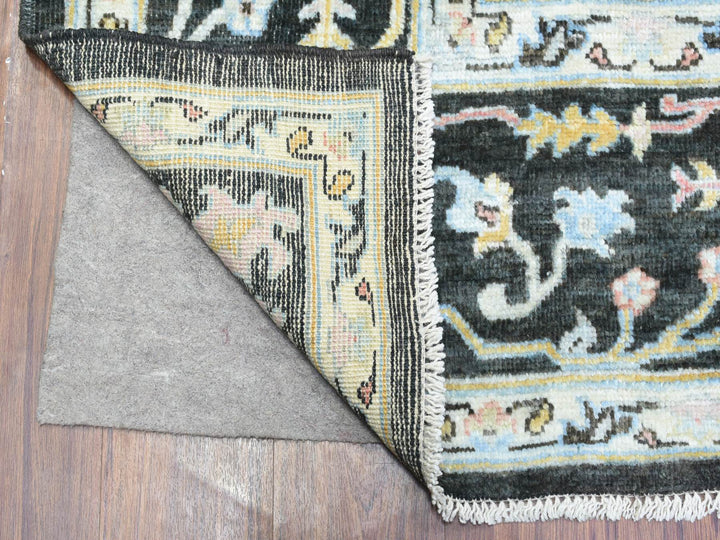 7'10" x 7'8" New Hand Knotted Black Wool Square Oriental Rug - MOA10272952