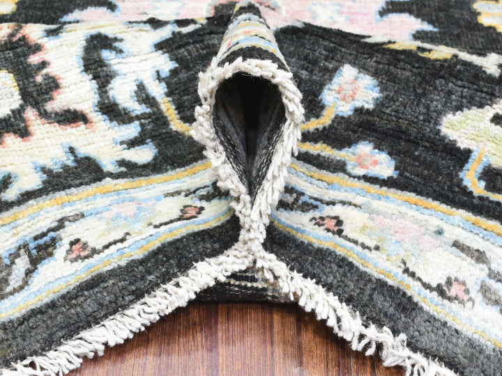 7'10" x 7'8" New Hand Knotted Black Wool Square Oriental Rug - MOA10272952