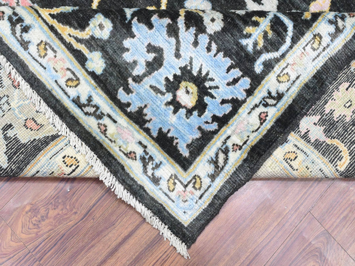 7'10" x 7'8" New Hand Knotted Black Wool Square Oriental Rug - MOA10272952
