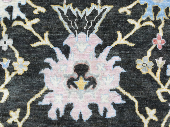 7'10" x 7'8" New Hand Knotted Black Wool Square Oriental Rug - MOA10272952