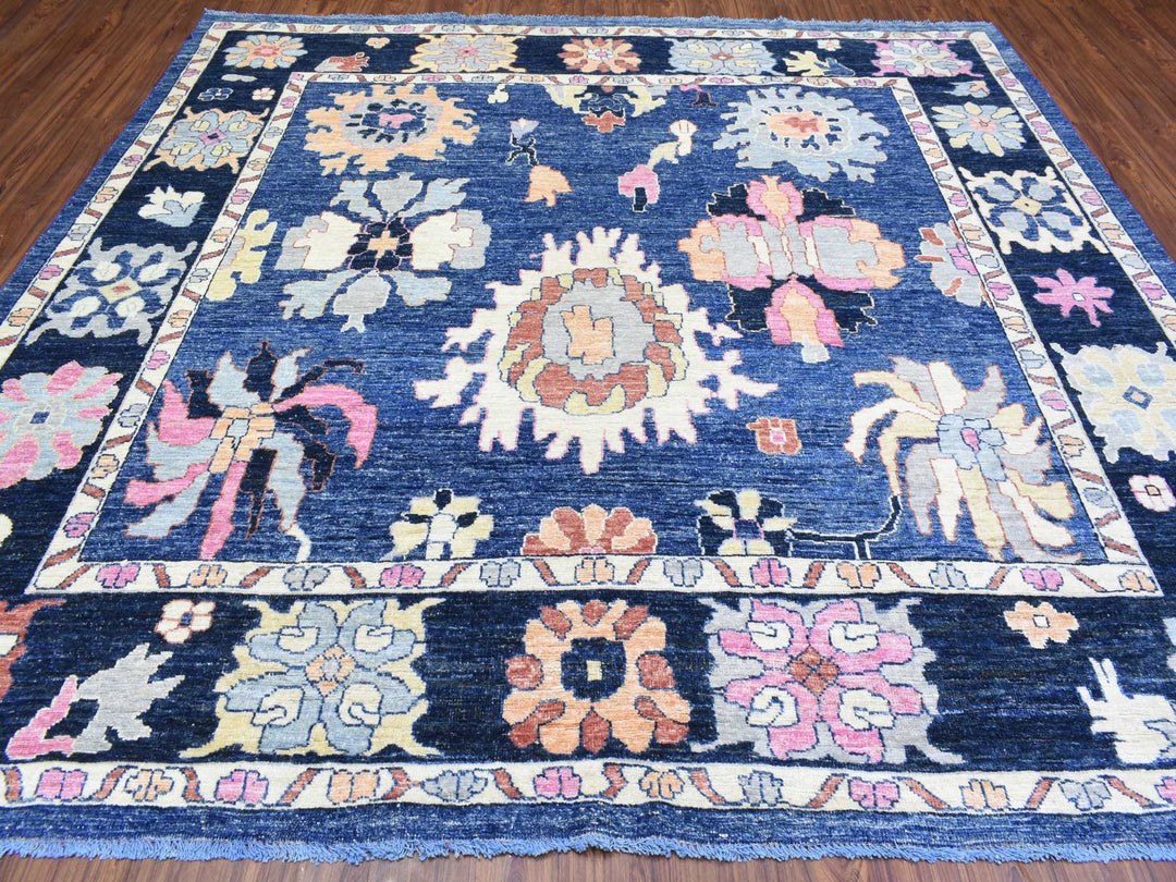 9'6" x 10'3" New Hand Knotted Blue Wool Square Oriental Rug - MOA10272988