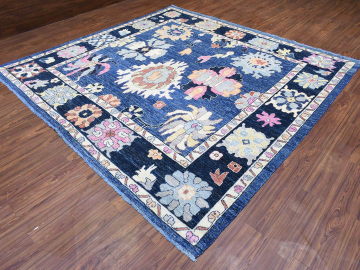 9'6" x 10'3" New Hand Knotted Blue Wool Square Oriental Rug - MOA10272988