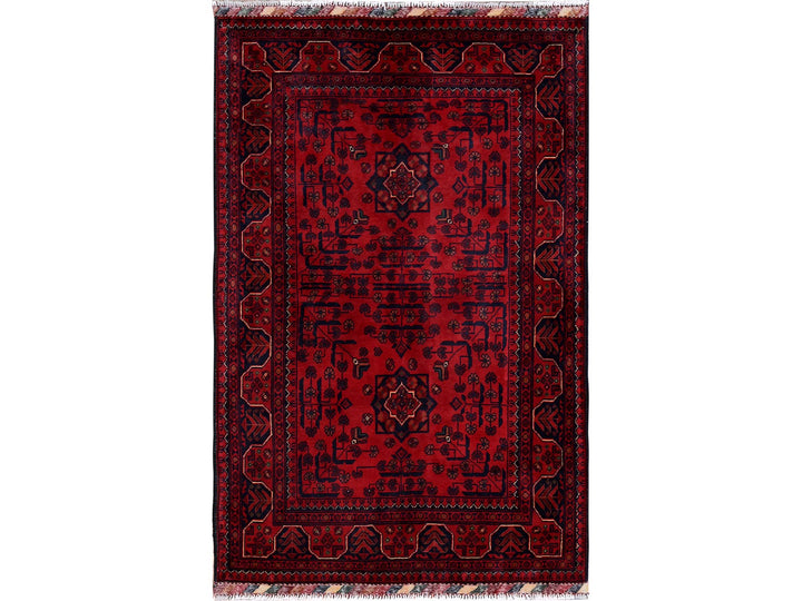 3'3" x 5'1" New Hand Knotted Red Wool Rectangle Oriental Rug - MOA102729