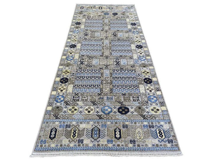 4'0" x 9'9" New Hand Knotted Grey Wool Runner Oriental Rug - MOA10273007