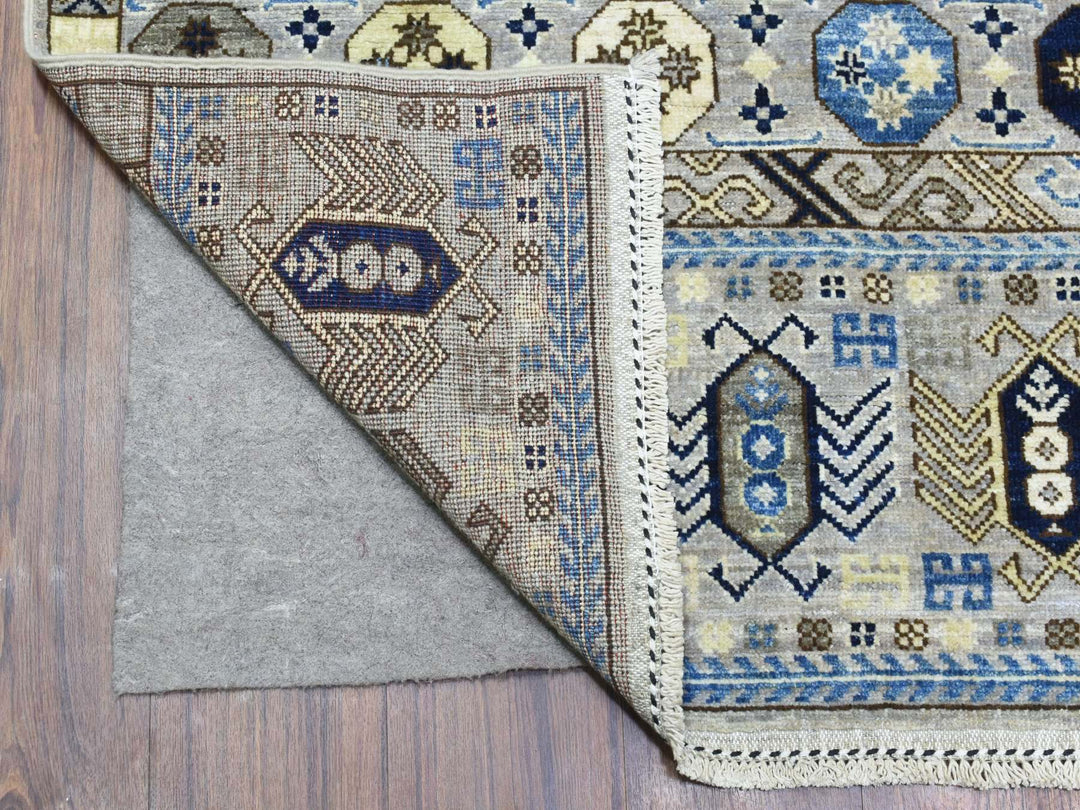 4'0" x 9'9" New Hand Knotted Grey Wool Runner Oriental Rug - MOA10273007