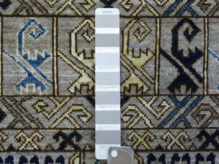 4'0" x 9'9" New Hand Knotted Grey Wool Runner Oriental Rug - MOA10273007
