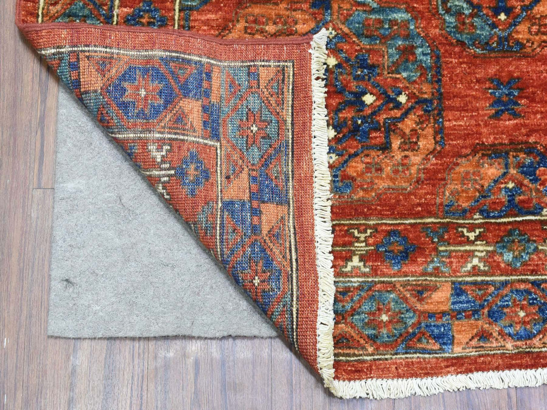 4'1" x 11'3" New Hand Knotted Red Wool Runner Oriental Rug - MOA10273013