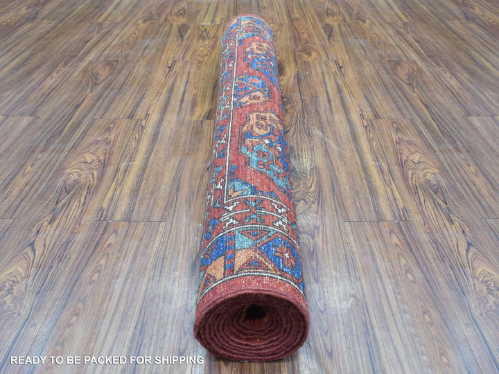 4'1" x 11'3" New Hand Knotted Red Wool Runner Oriental Rug - MOA10273013