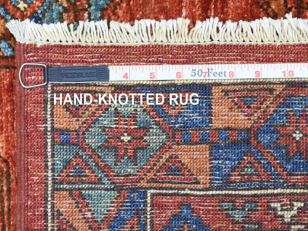 4'1" x 11'3" New Hand Knotted Red Wool Runner Oriental Rug - MOA10273013