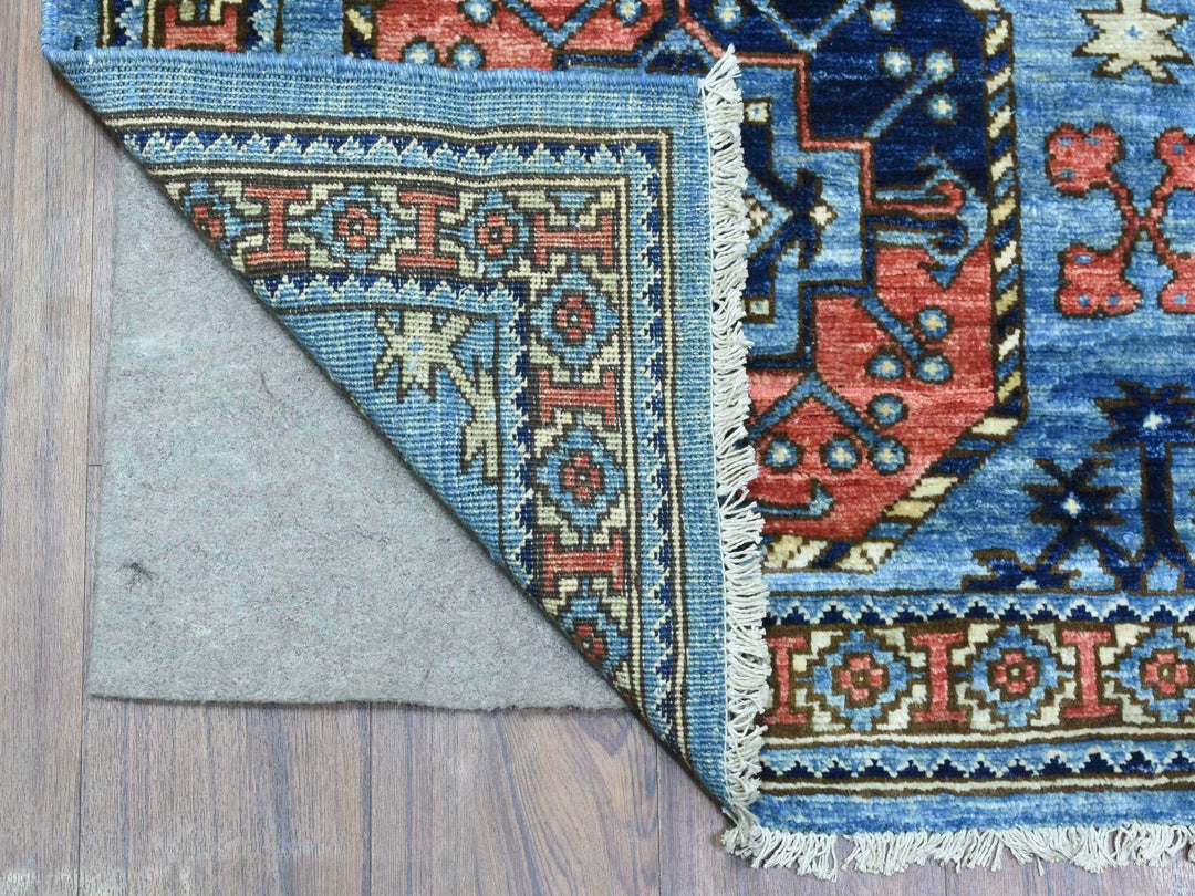 4'0" x 11'8" New Hand Knotted Blue Wool Runner Oriental Rug - MOA10273016