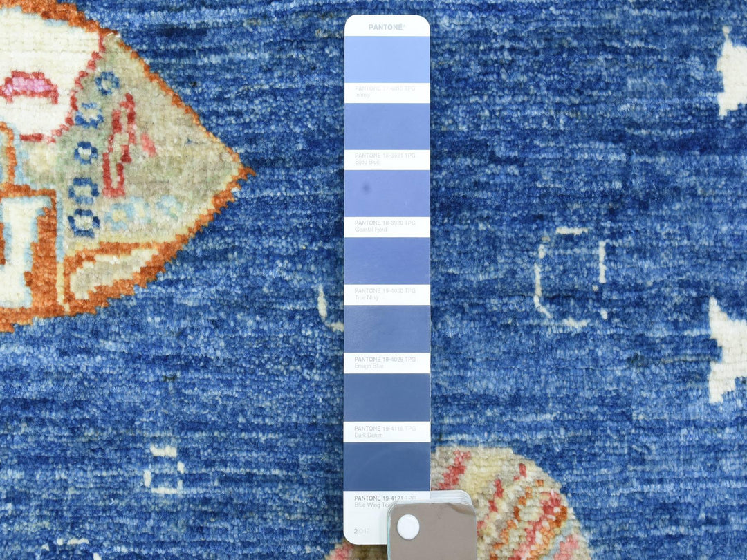 4'2" x 9'9" New Hand Knotted Blue Wool Runner Oriental Rug - MOA10273018