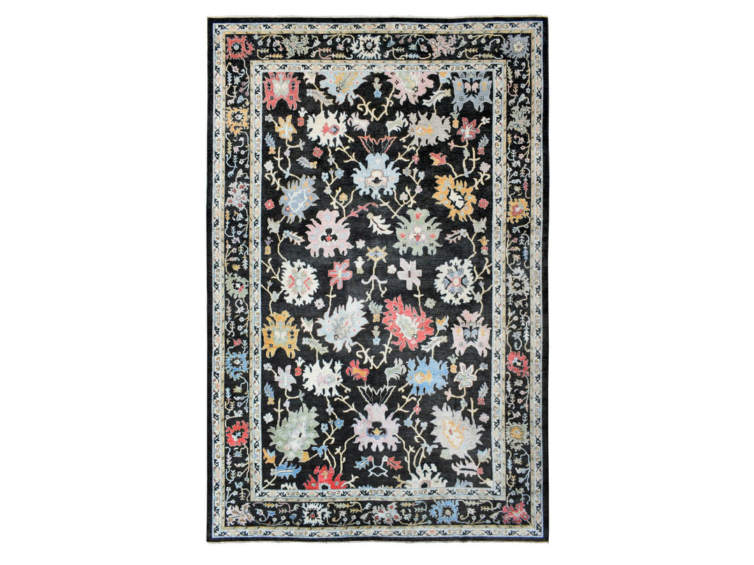 11'9" x 17'7" New Hand Knotted Black Wool Rectangle Oriental Rug - MOA10273022