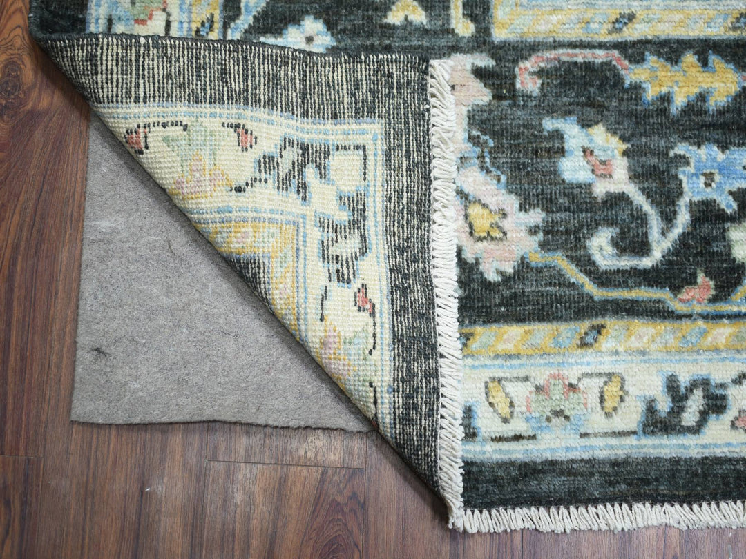 11'9" x 17'7" New Hand Knotted Black Wool Rectangle Oriental Rug - MOA10273022