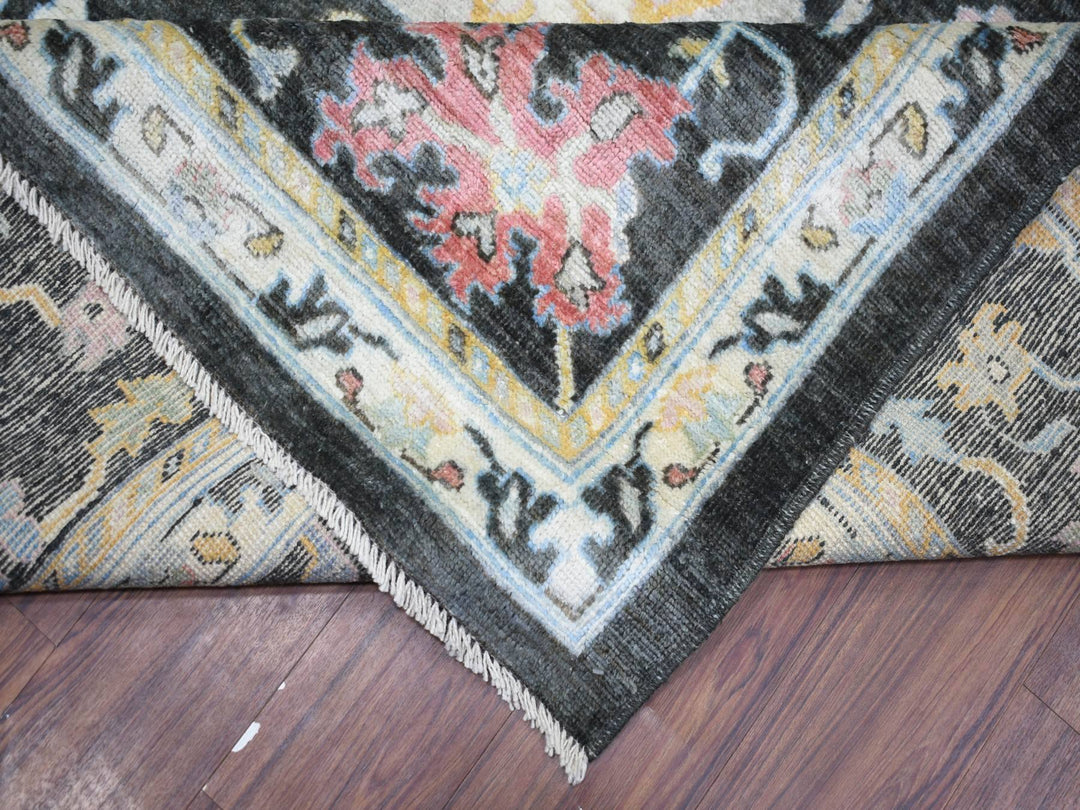 11'9" x 17'7" New Hand Knotted Black Wool Rectangle Oriental Rug - MOA10273022