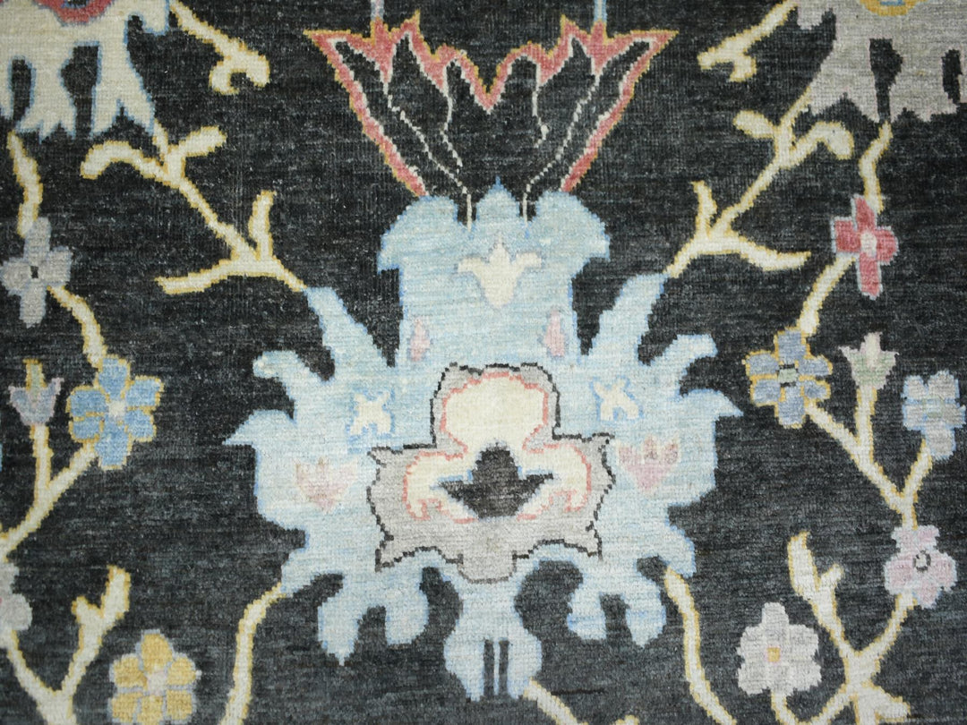 11'9" x 17'7" New Hand Knotted Black Wool Rectangle Oriental Rug - MOA10273022