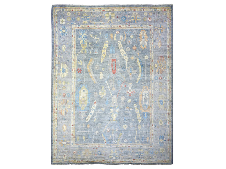 12'0" x 16'0" New Hand Knotted Grey Wool Rectangle Oriental Rug - MOA10273024