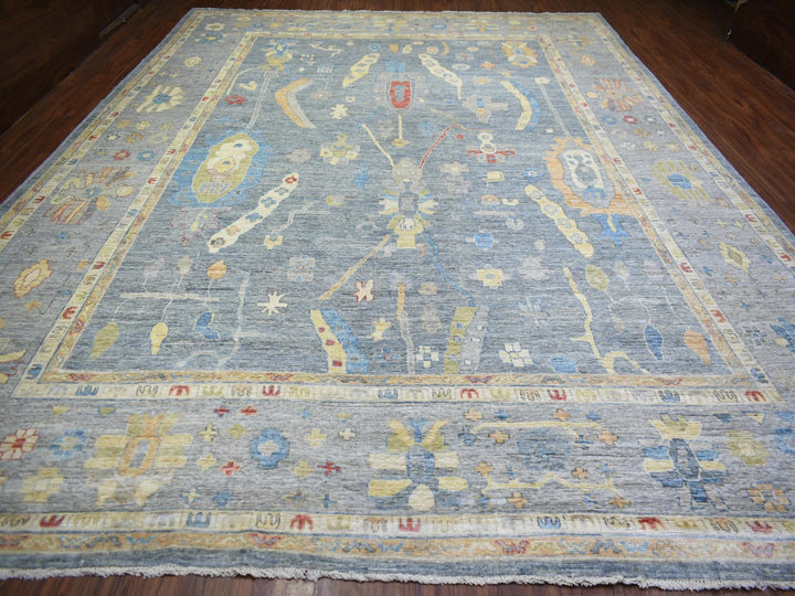 12'0" x 16'0" New Hand Knotted Grey Wool Rectangle Oriental Rug - MOA10273024