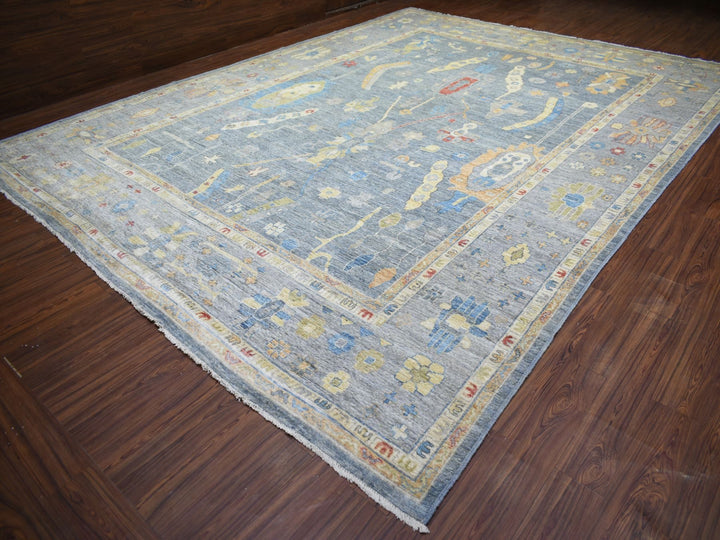 12'0" x 16'0" New Hand Knotted Grey Wool Rectangle Oriental Rug - MOA10273024