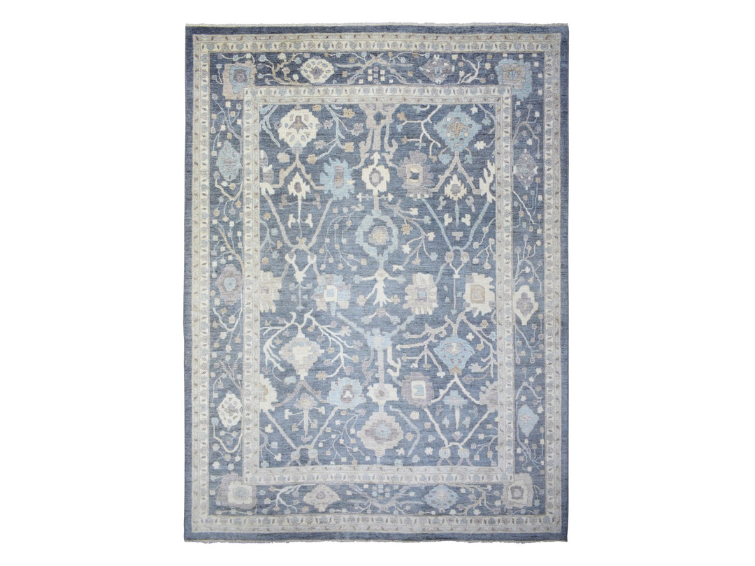 11'9" x 15'7" New Hand Knotted Grey Wool Rectangle Oriental Rug - MOA10273027