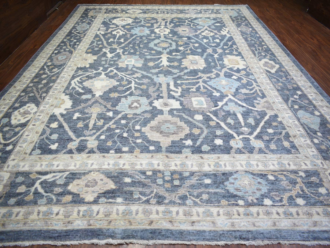 11'9" x 15'7" New Hand Knotted Grey Wool Rectangle Oriental Rug - MOA10273027