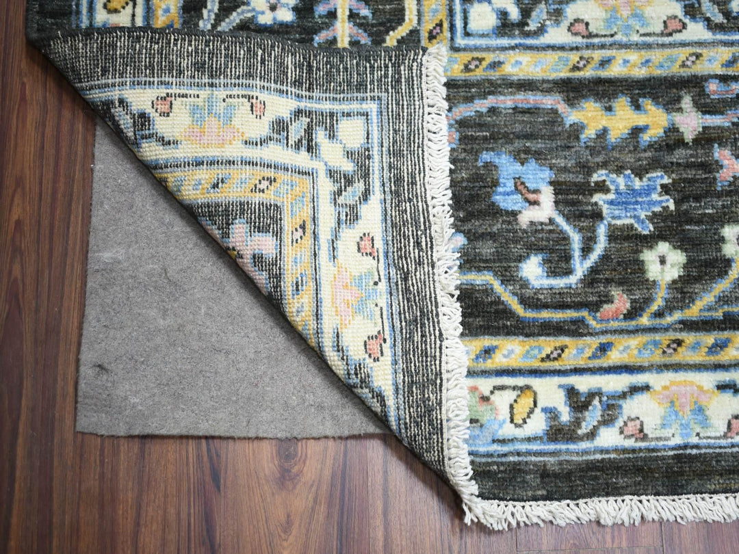 11'5" x 11'10" New Hand Knotted Black Wool Square Oriental Rug - MOA10273029