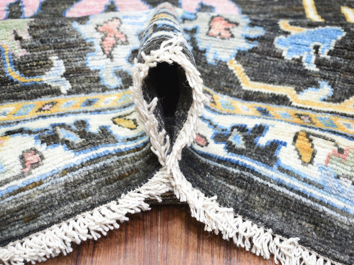 11'5" x 11'10" New Hand Knotted Black Wool Square Oriental Rug - MOA10273029