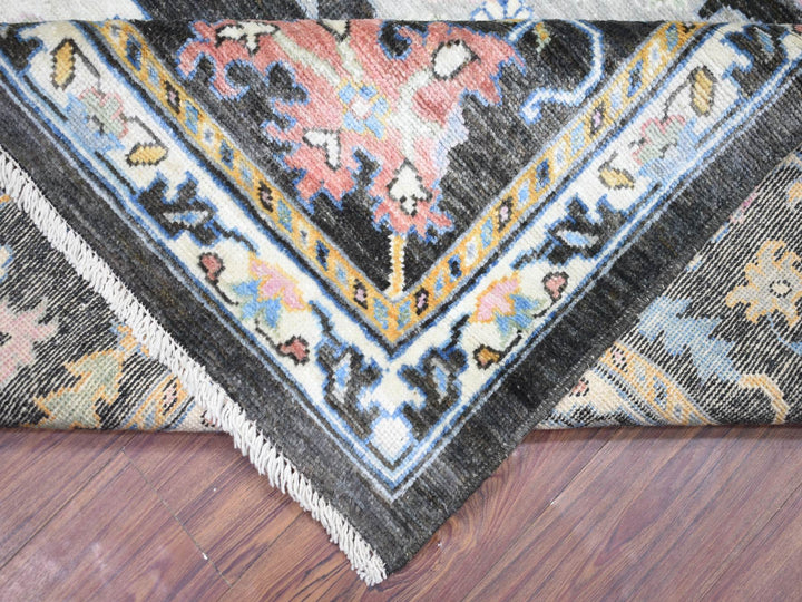 11'5" x 11'10" New Hand Knotted Black Wool Square Oriental Rug - MOA10273029