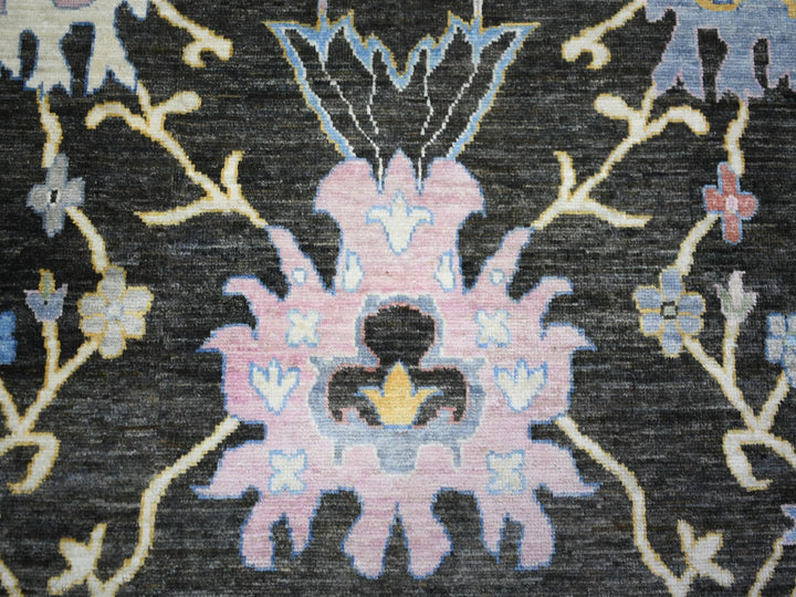 11'5" x 11'10" New Hand Knotted Black Wool Square Oriental Rug - MOA10273029