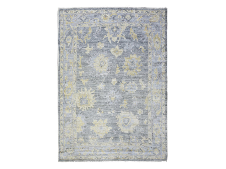 6'2" x 8'9" New Hand Knotted Grey Wool Rectangle Oriental Rug - MOA10273033