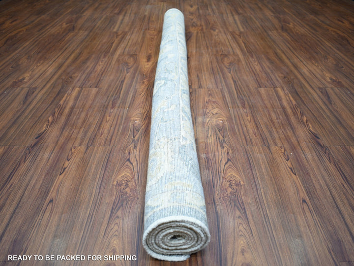6'2" x 8'9" New Hand Knotted Grey Wool Rectangle Oriental Rug - MOA10273033