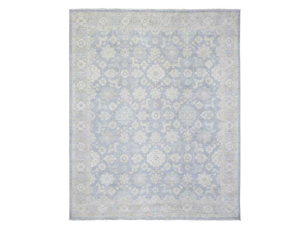 7'10" x 9'7" New Hand Knotted Grey Wool Rectangle Oriental Rug - MOA10273035