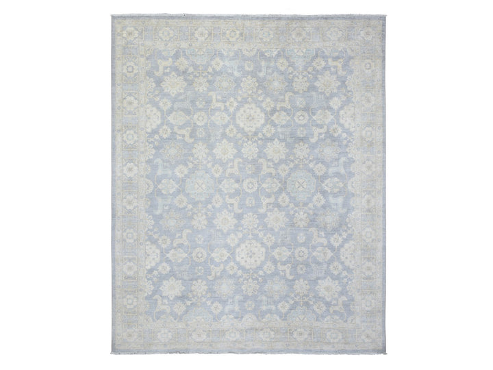 7'10" x 9'7" New Hand Knotted Grey Wool Rectangle Oriental Rug - MOA10273035