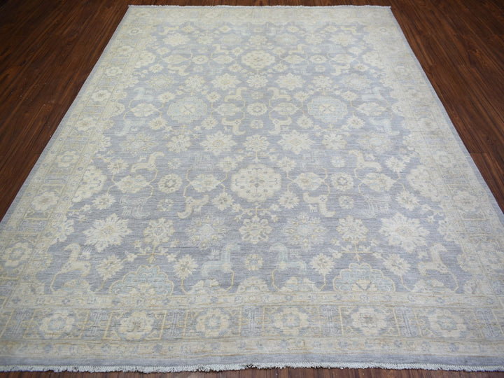 7'10" x 9'7" New Hand Knotted Grey Wool Rectangle Oriental Rug - MOA10273035
